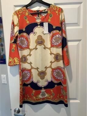 Julie Brown Women's Midi Dress with Ornate Baroque Print